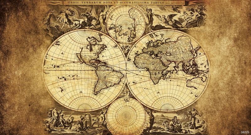 Фреска Старинная карта Art.34225