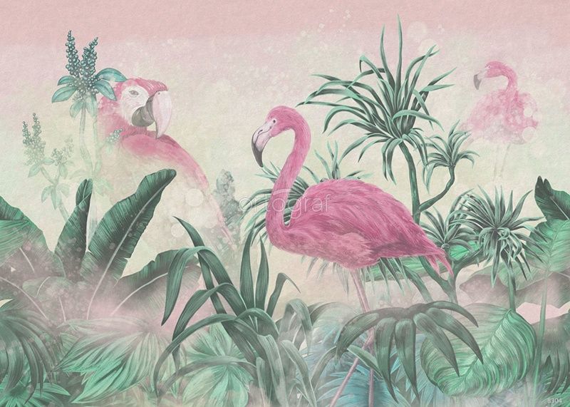 Фреска Заросли с фламинго Pink Art.8304