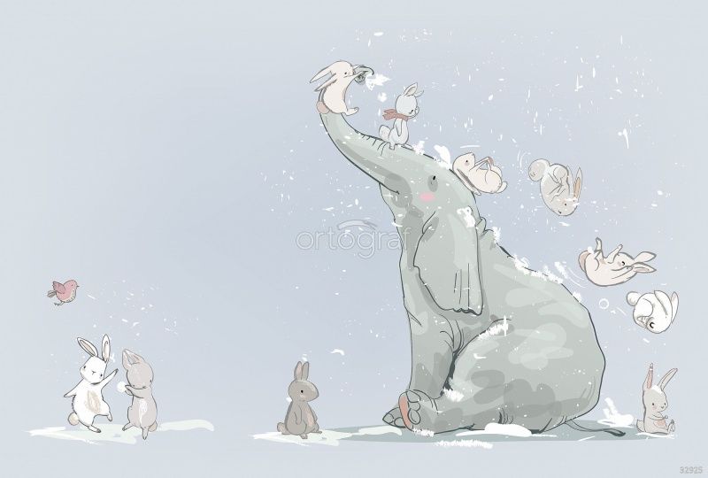 Фреска Слоник и зайки Art.32925