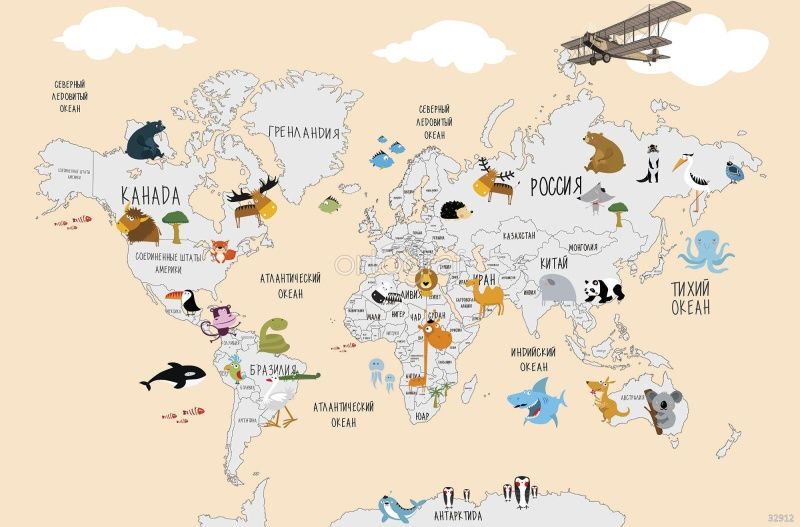 Фреска Обитатели континентов  Art.32912