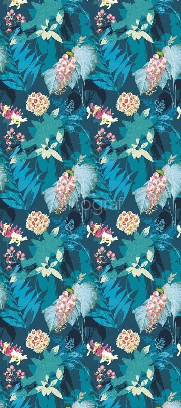 Фреска Пальмовые листья и цветы Art.30068