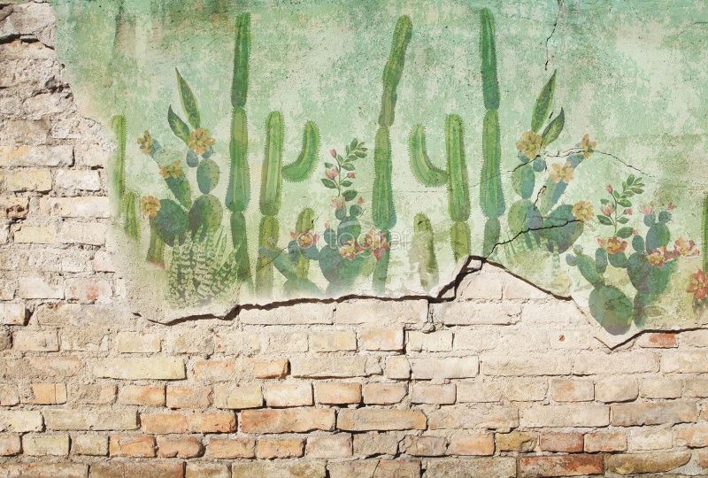 Фреска Кактусы на стене Art.10754