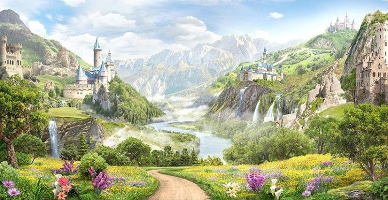 Фреска Сказочные замки с синими крышами