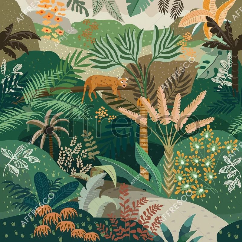 Фреска Леопард в тропиках, арт. ID139487