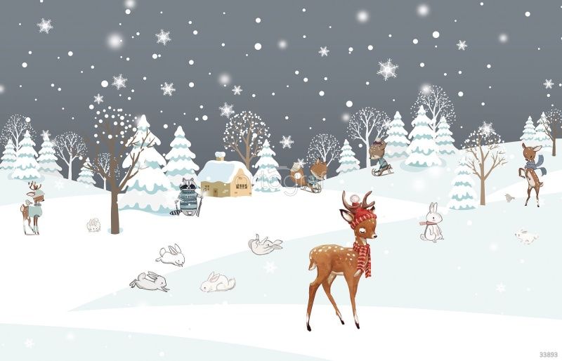 Фреска Зверята на снегу Art.33893