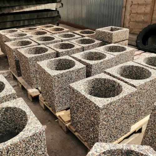 Урны бетонные уличные Квадро
 (фактура московский гравий)