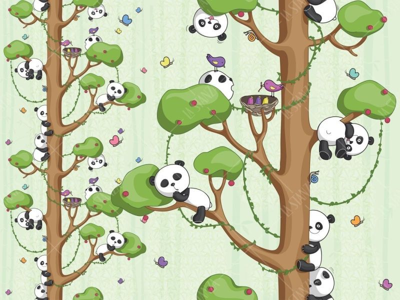 Фреска Панды на деревьях