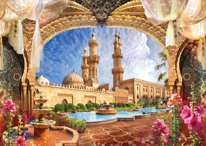 Фреска Фонтан под куполом, вид на мечеть