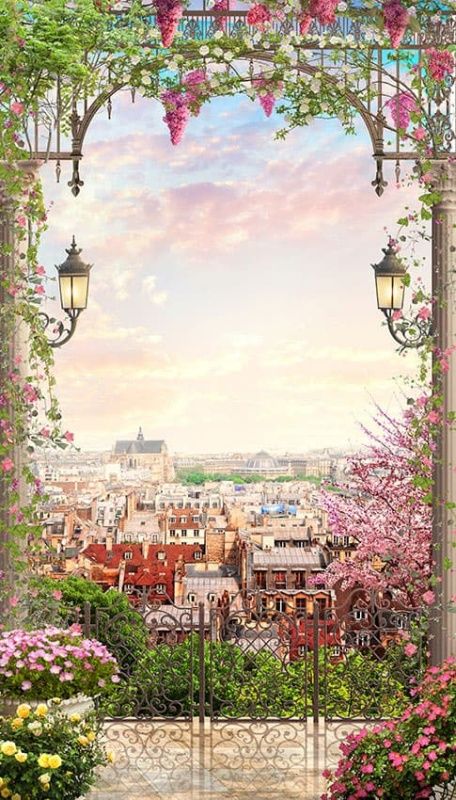 Фреска Арка с фонарями и ковкой