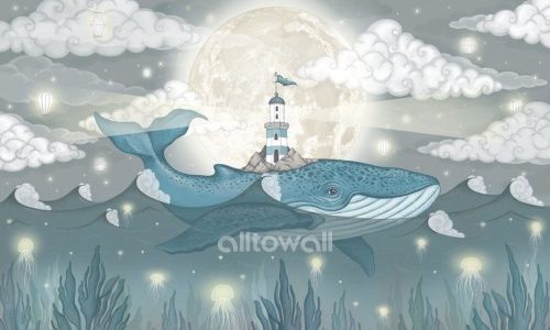 Фреска Кит в облаках