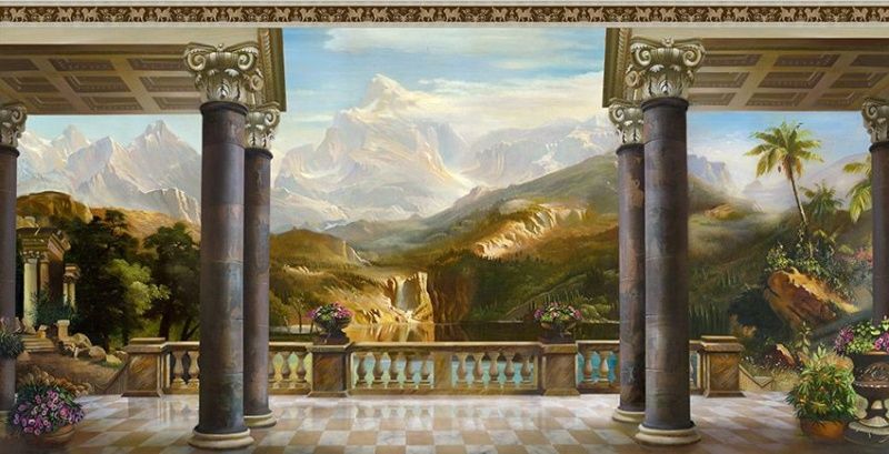 Фреска Живописные колонны с видом на горы